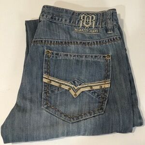 Vintage Y2K Request Jeans Premium Mens Denim Jeans Size 36x30 Embroidered